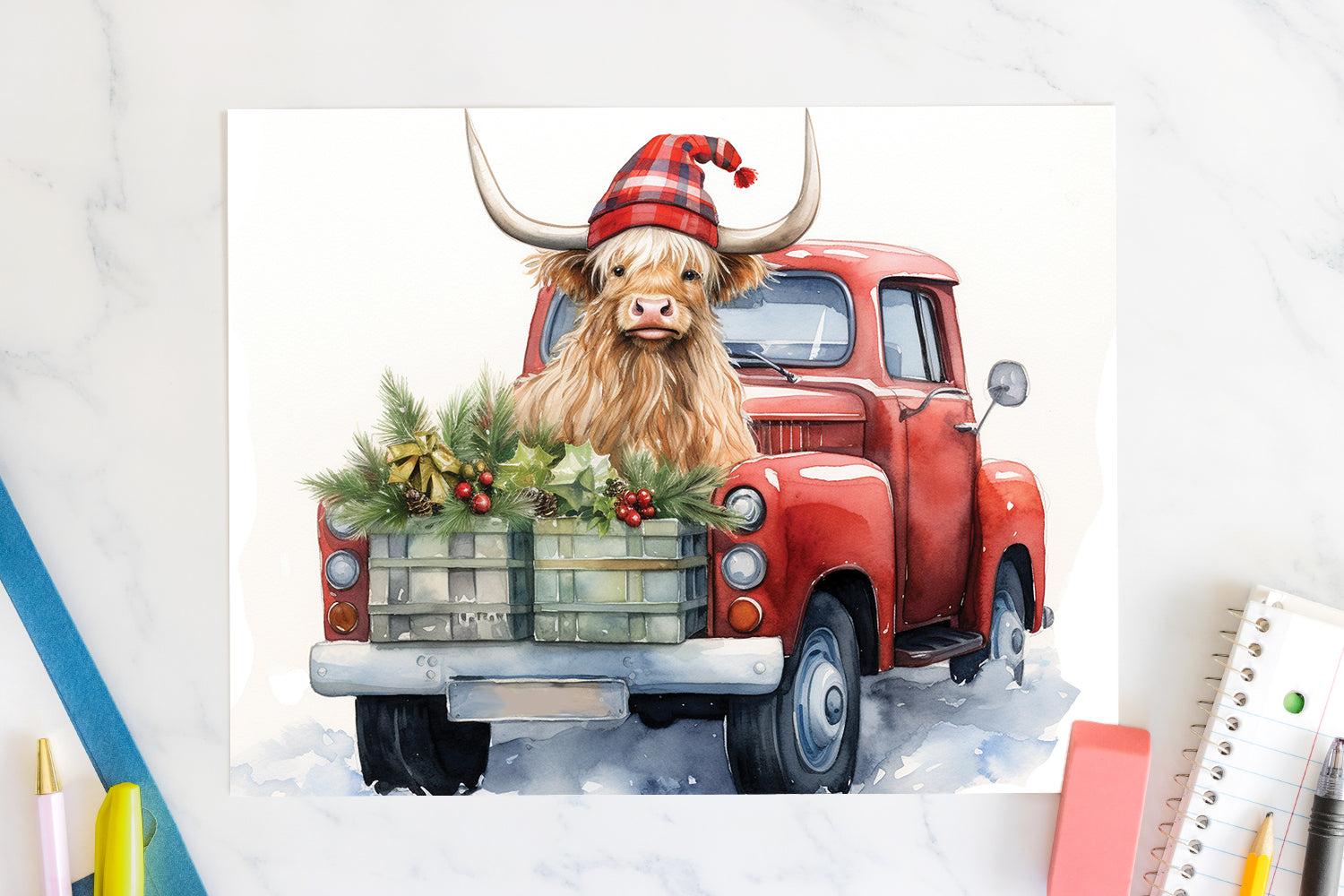 Highland Cow Sublimation Design Christmas 20oz Tumbler Wrap JPG