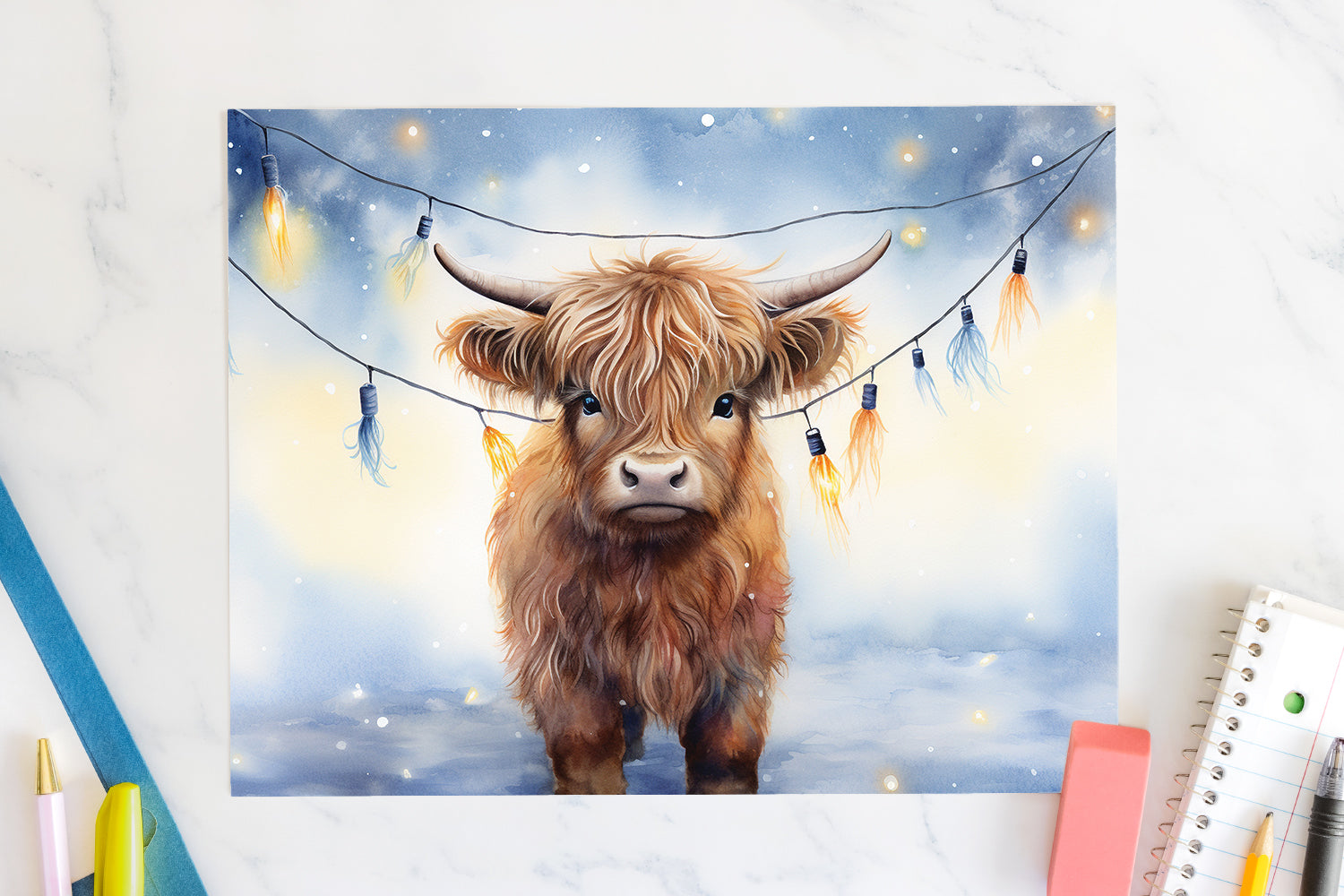 Highland Cow Sublimation Design Christmas 20oz Tumbler Wrap JPG
