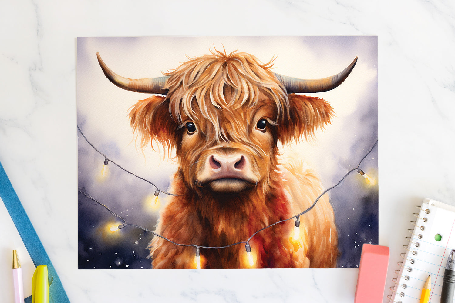 Highland Cow Sublimation Design Christmas 20oz Tumbler Wrap JPG