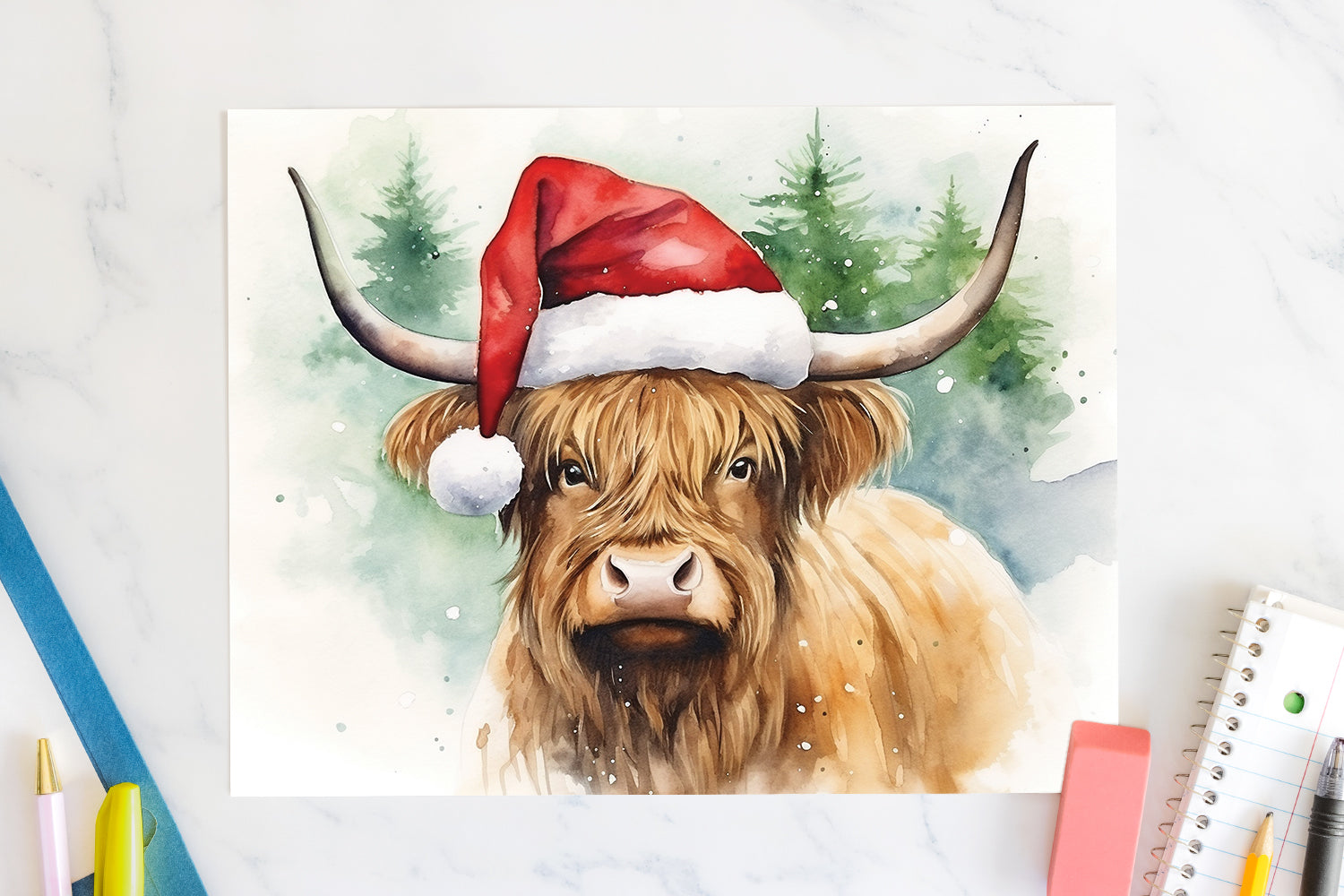 Highland Cow Sublimation Design Christmas 20oz Tumbler Wrap JPG