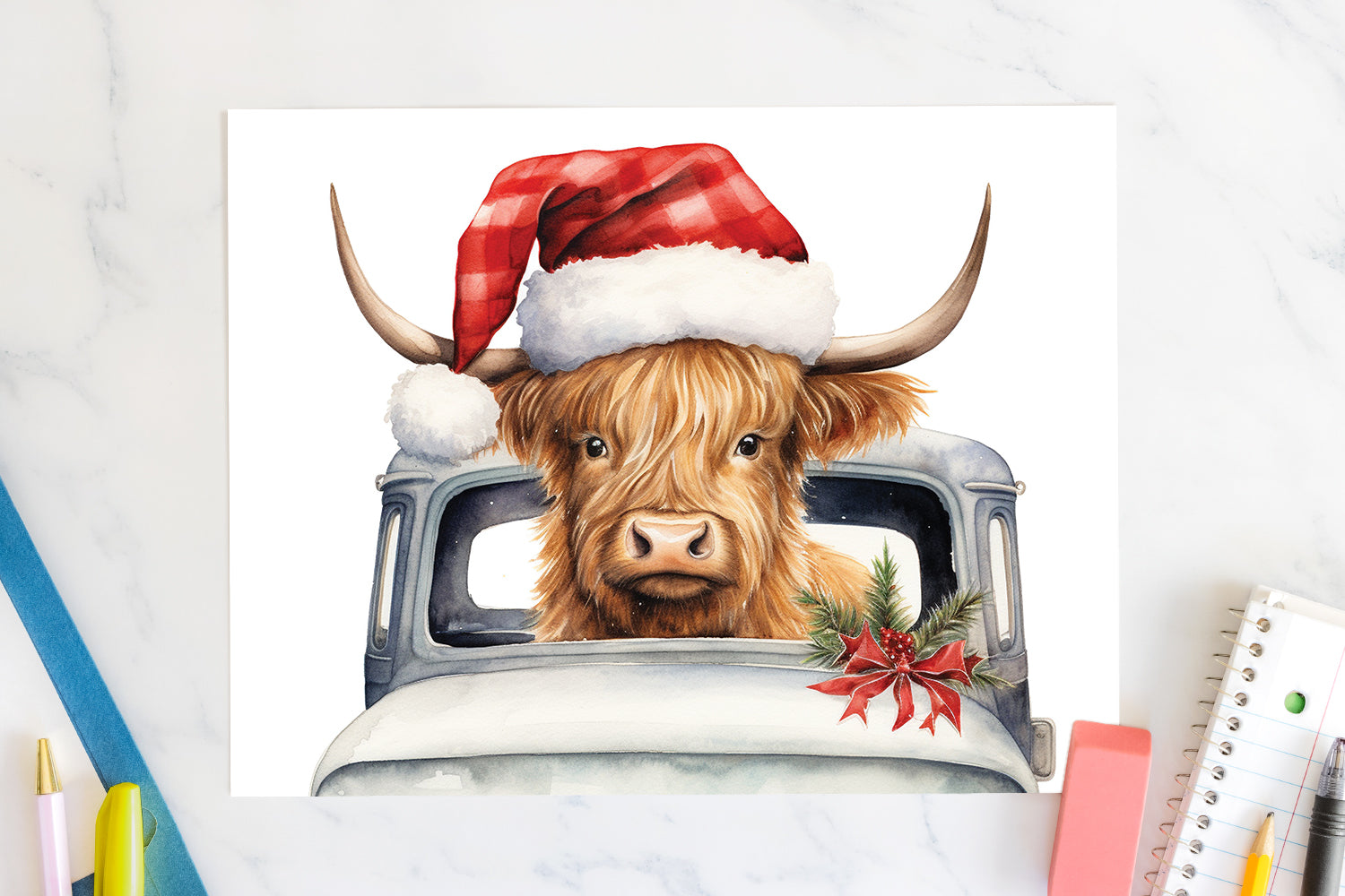 Highland Cow Sublimation Design Christmas 20oz Tumbler Wrap JPG
