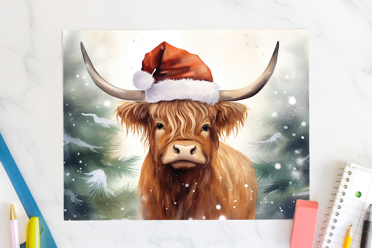 Highland Cow Sublimation Design Christmas 20oz Tumbler Wrap JPG