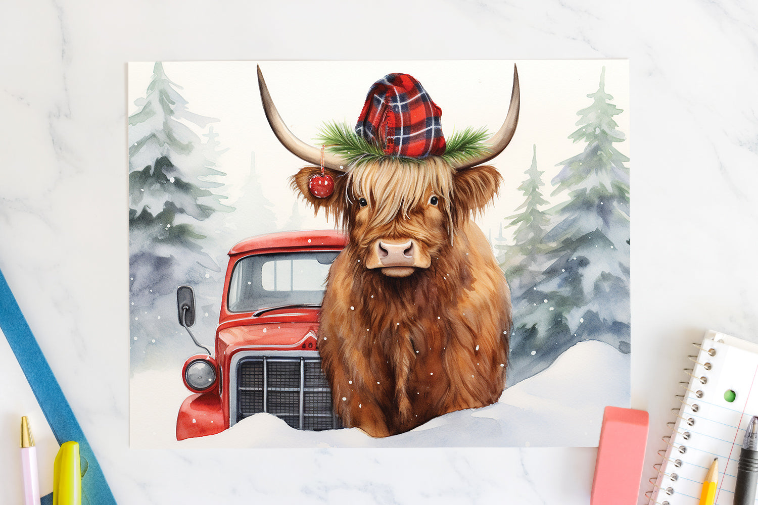 Highland Cow Sublimation Design Christmas 20oz Tumbler Wrap JPG
