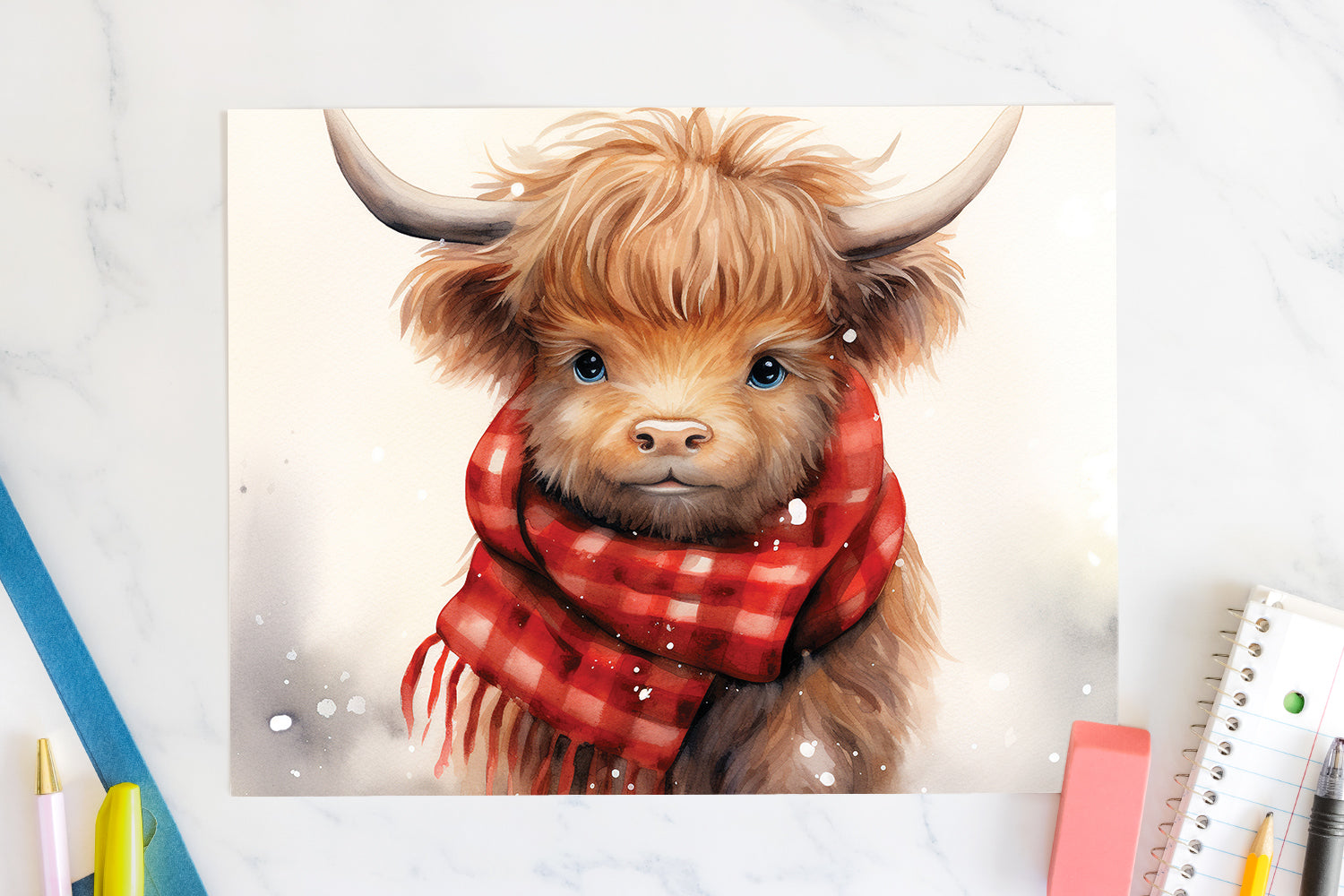 Highland Cow Sublimation Design Christmas 20oz Tumbler Wrap JPG