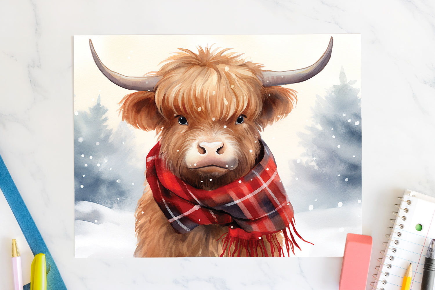 Highland Cow Sublimation Design Christmas 20oz Tumbler Wrap JPG