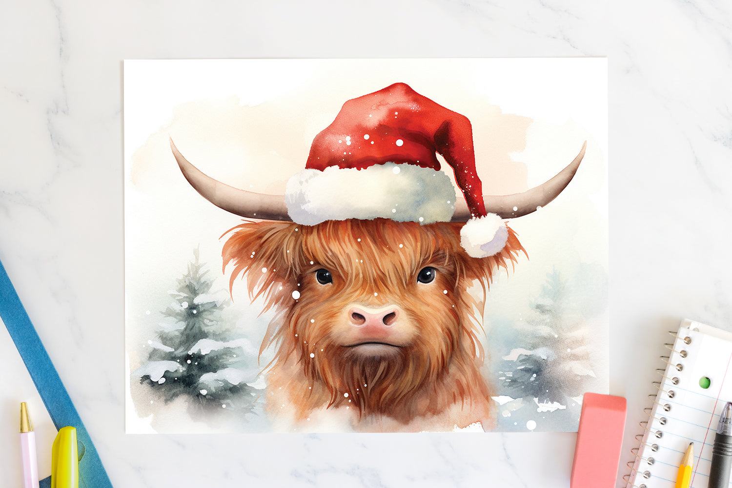 Highland Cow Sublimation Design Christmas 20oz Tumbler Wrap JPG