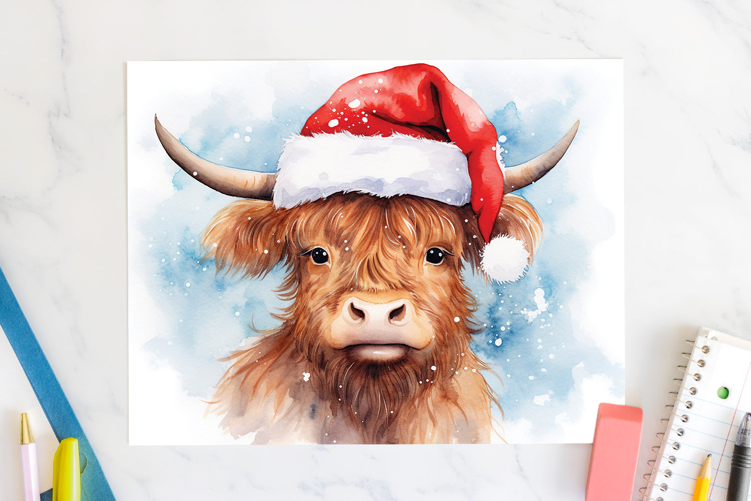 Highland Cow Sublimation Design Christmas 20oz Tumbler Wrap JPG