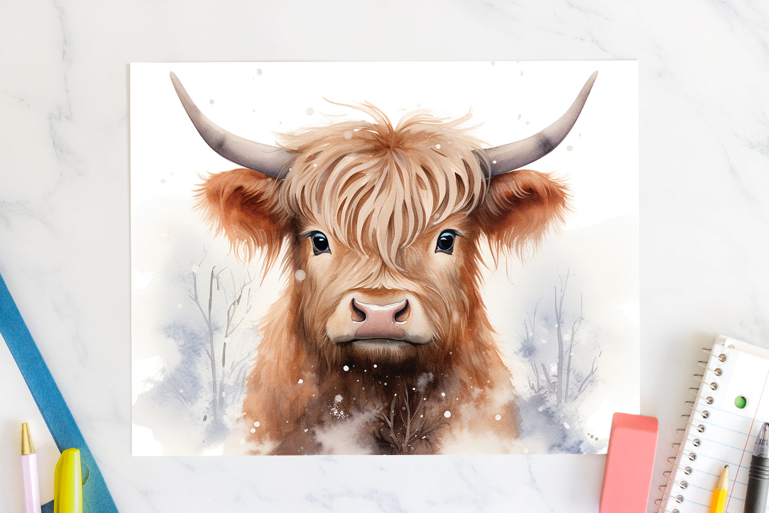 Highland Cow Sublimation Design Christmas 20oz Tumbler Wrap JPG