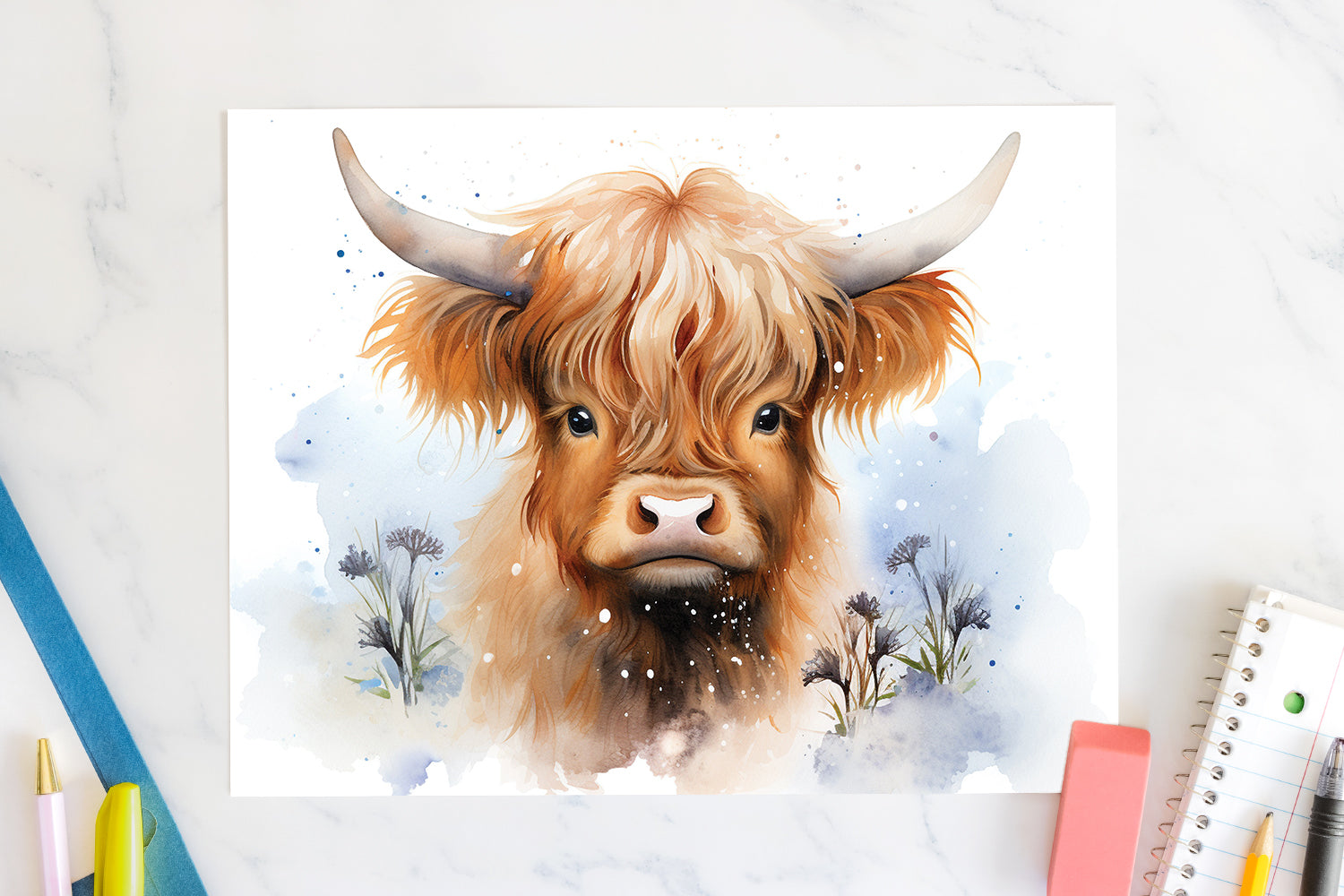 Highland Cow Sublimation Design Christmas 20oz Tumbler Wrap JPG