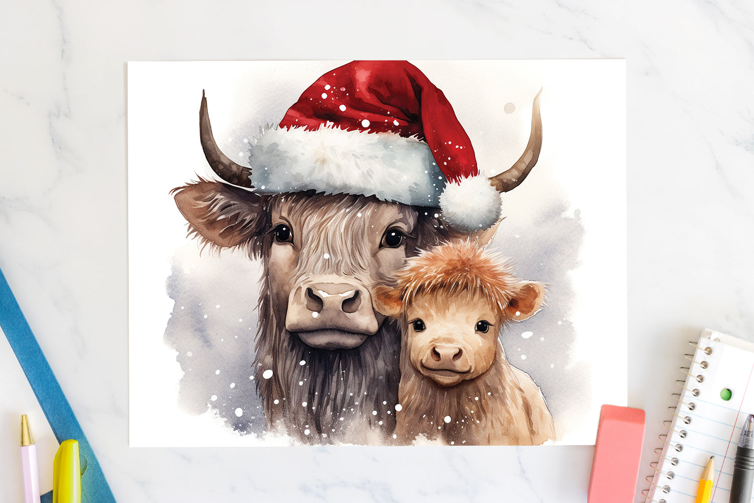 Highland Cow Sublimation Design Christmas 20oz Tumbler Wrap JPG