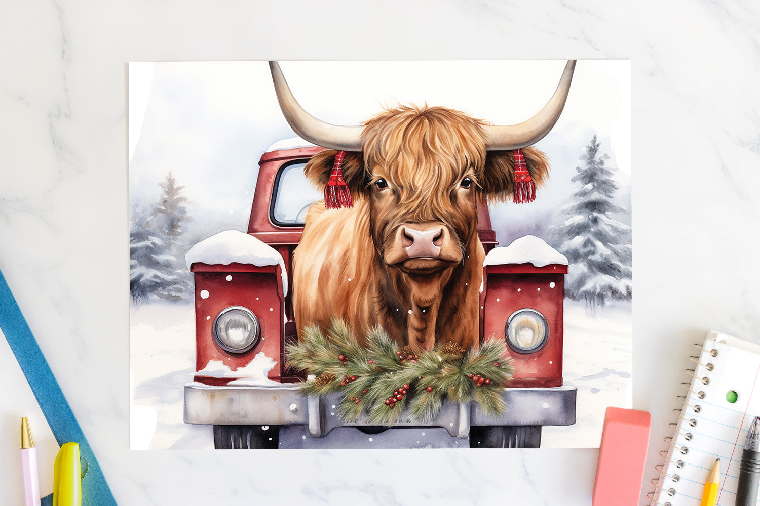 Highland Cow Sublimation Design Christmas 20oz Tumbler Wrap JPG