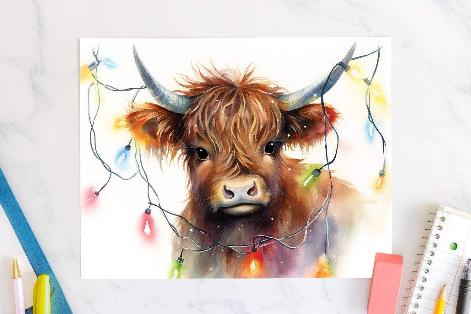 Highland Cow Sublimation Design Christmas 20oz Tumbler Wrap JPG