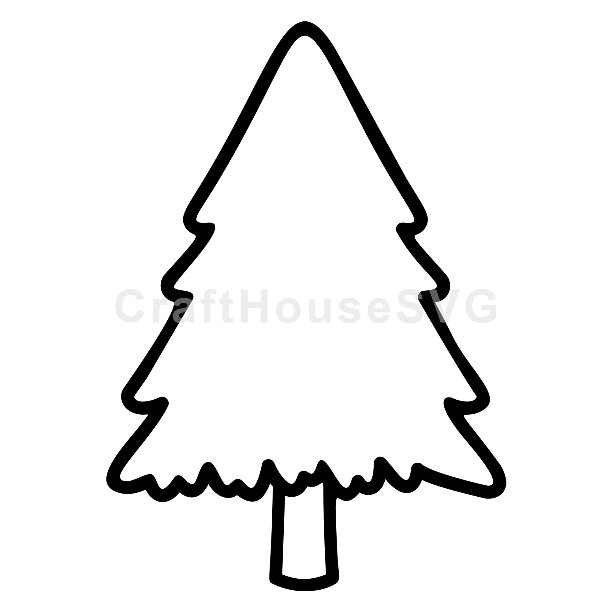 Outlined Christmas Tree Line Art SVG