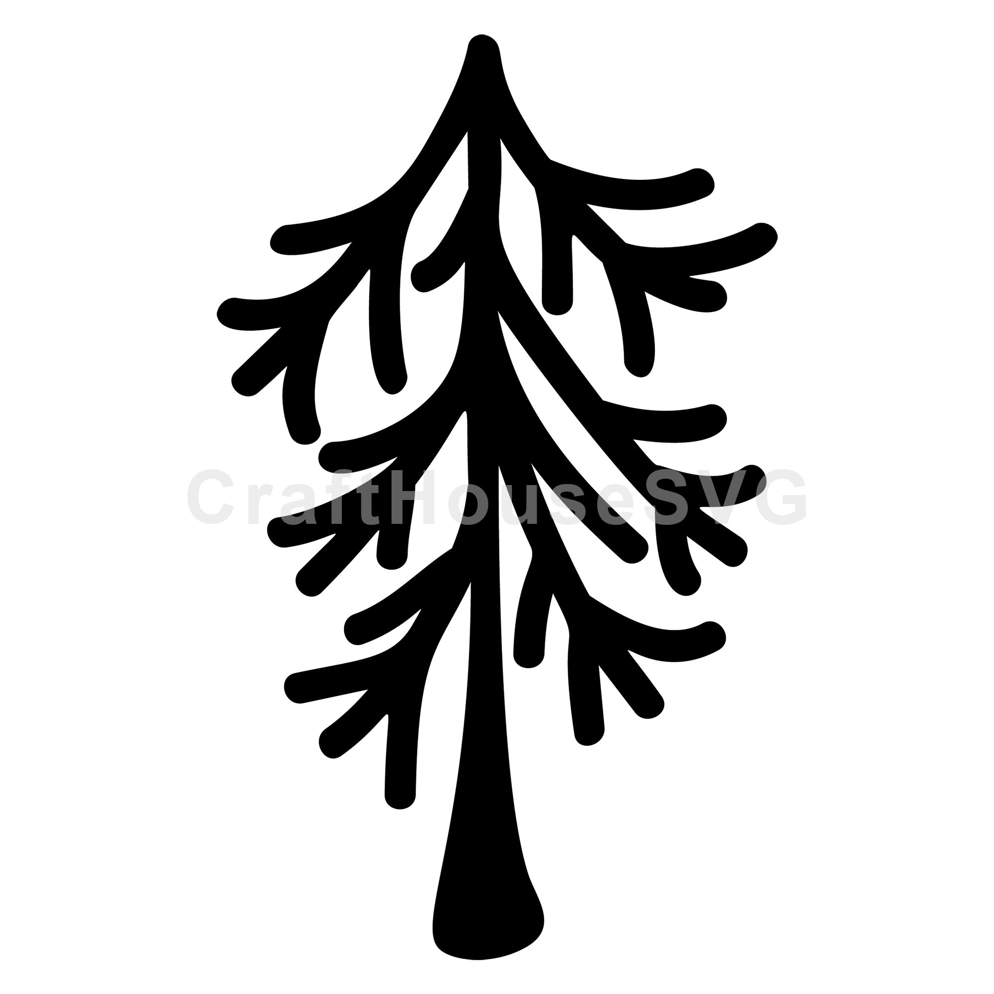 Bare Branch Christmas Tree Silhouette SVG