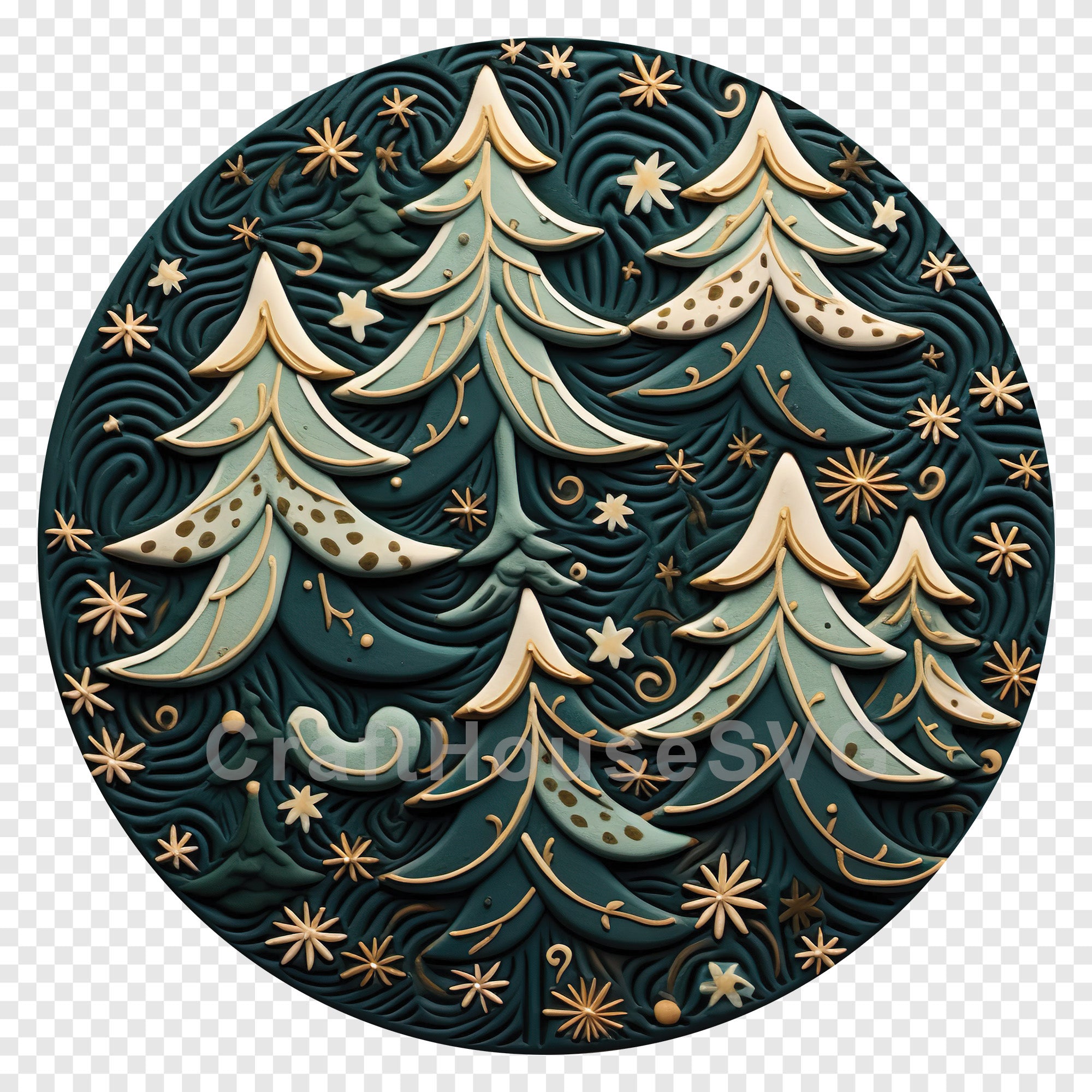 Christmas Trees 3D Ornament Sublimation Design PNG