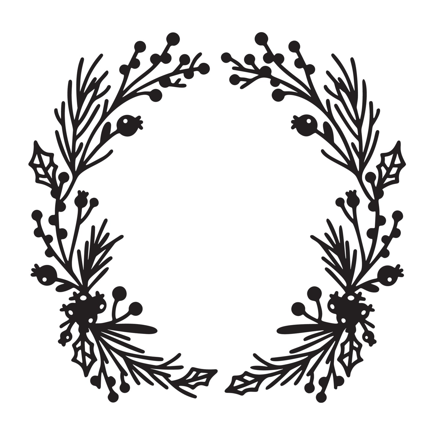 Christmas Wreath SVG design for Cricut, Silhouette, laser cutting, vinyl, sublimation, and Christmas craft projects.