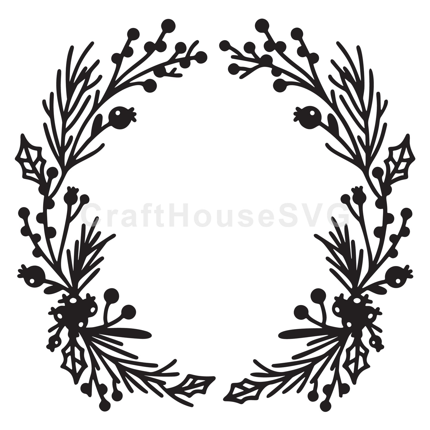 Rustic Berry Christmas Wreath SVG
