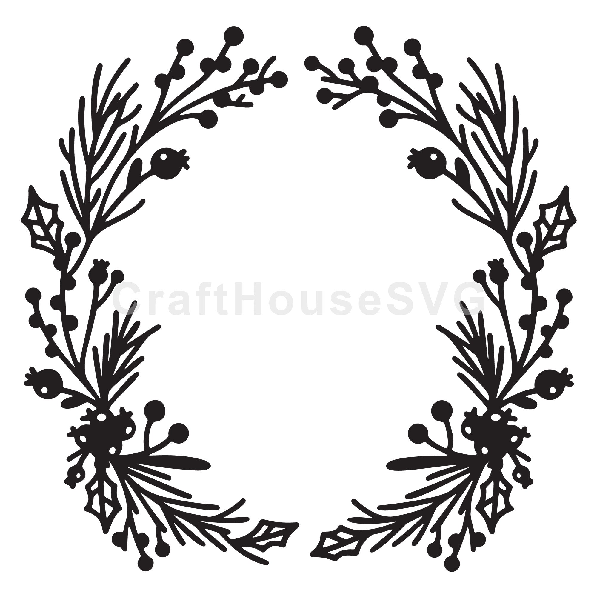 Rustic Berry Christmas Wreath SVG