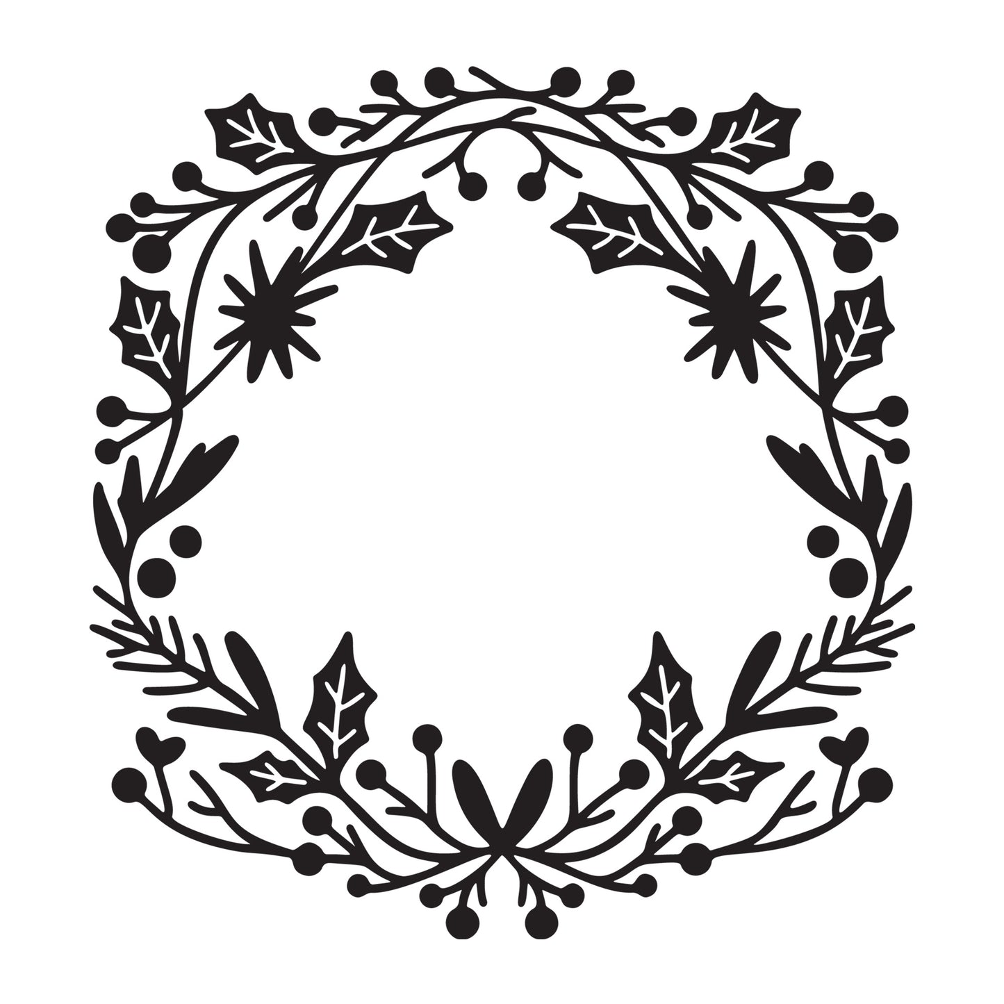 Christmas Wreath SVG design for Cricut, Silhouette, laser cutting, vinyl, sublimation, and Christmas craft projects.