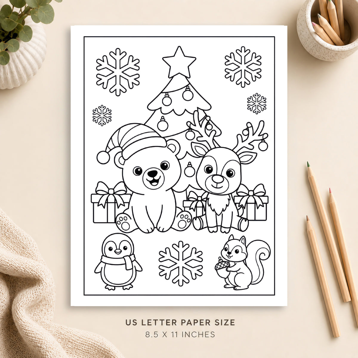 Christmas Animals Coloring Page 2