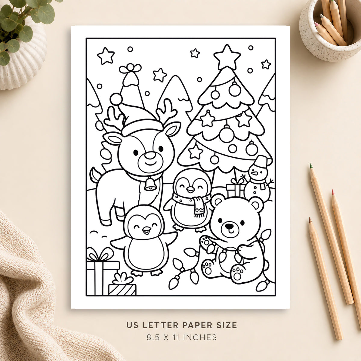 Christmas Animals Coloring Page 3