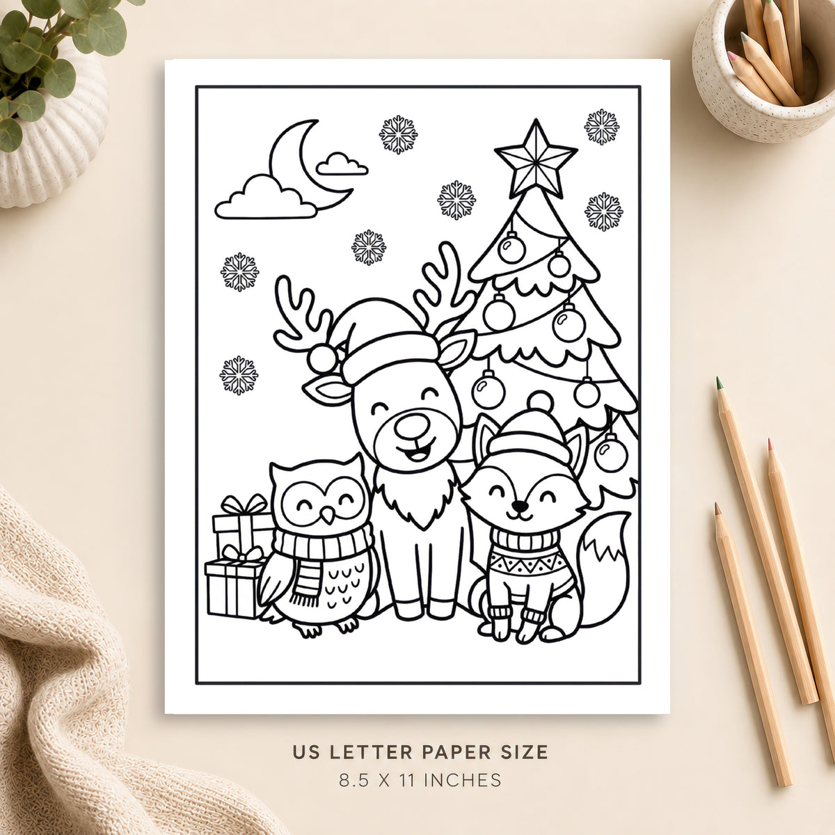 Christmas Animals Coloring Page 5