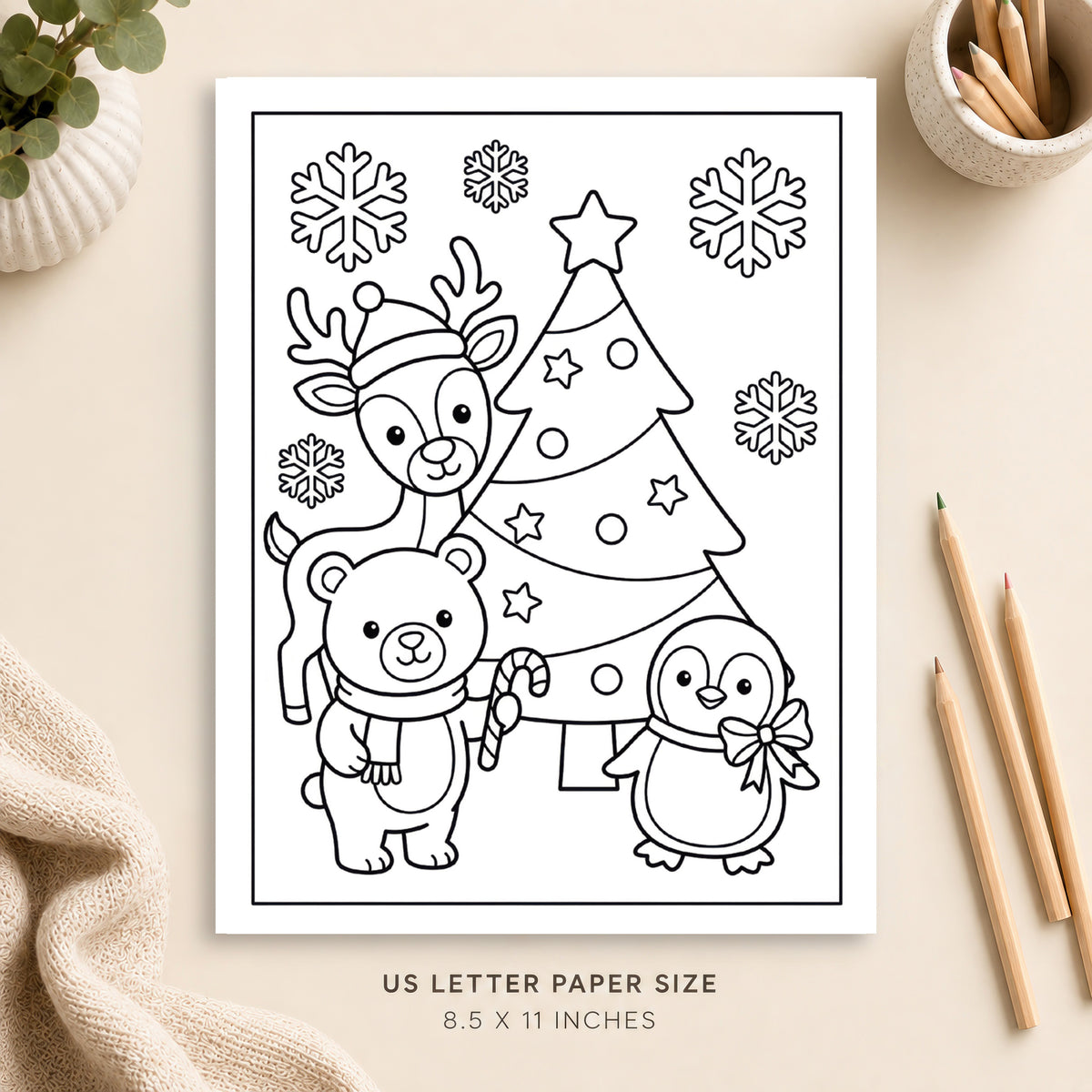 Christmas Animals Coloring Page 6