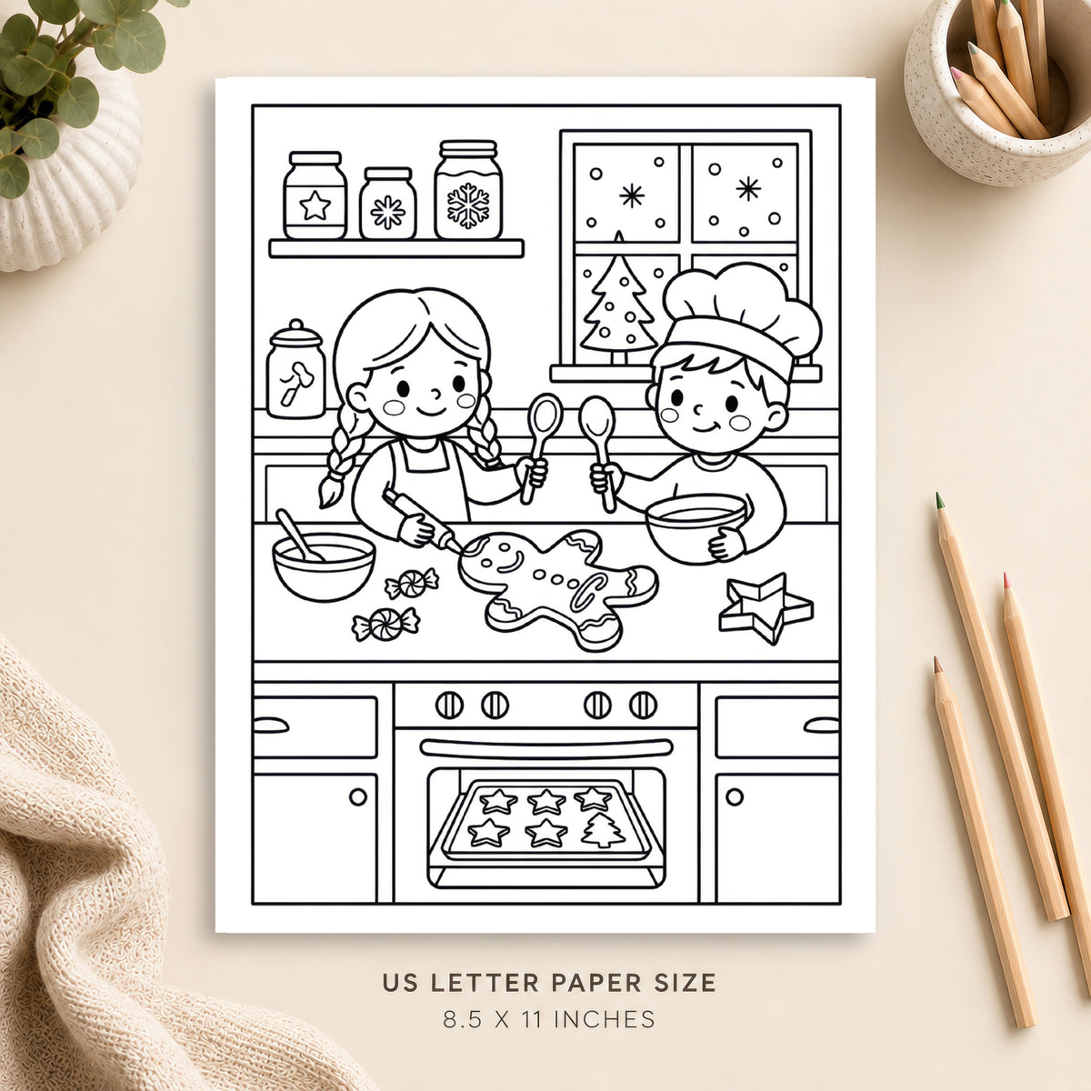 Christmas Baking Coloring Page 1