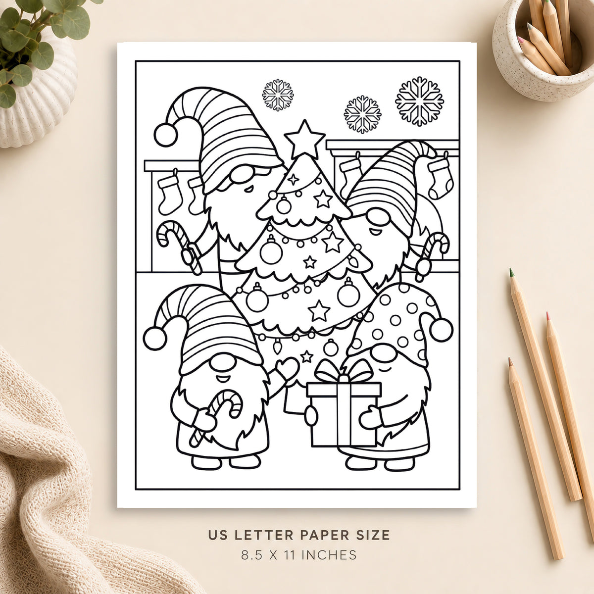 Christmas Gnome Coloring Page 3