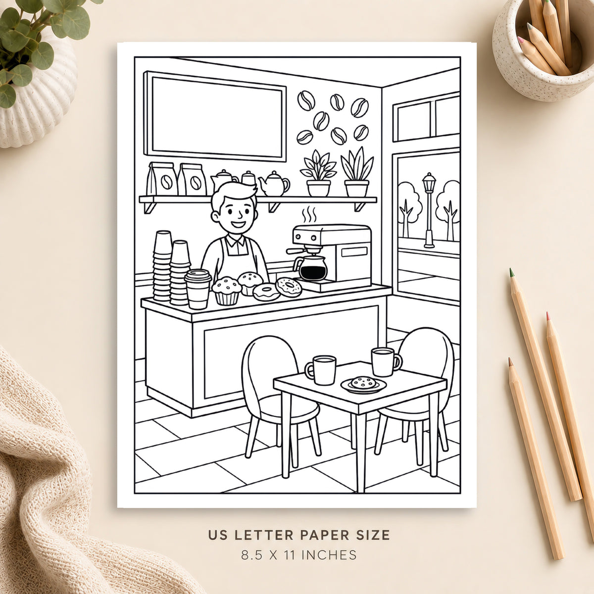 Coffee Shop Coloring Page 2