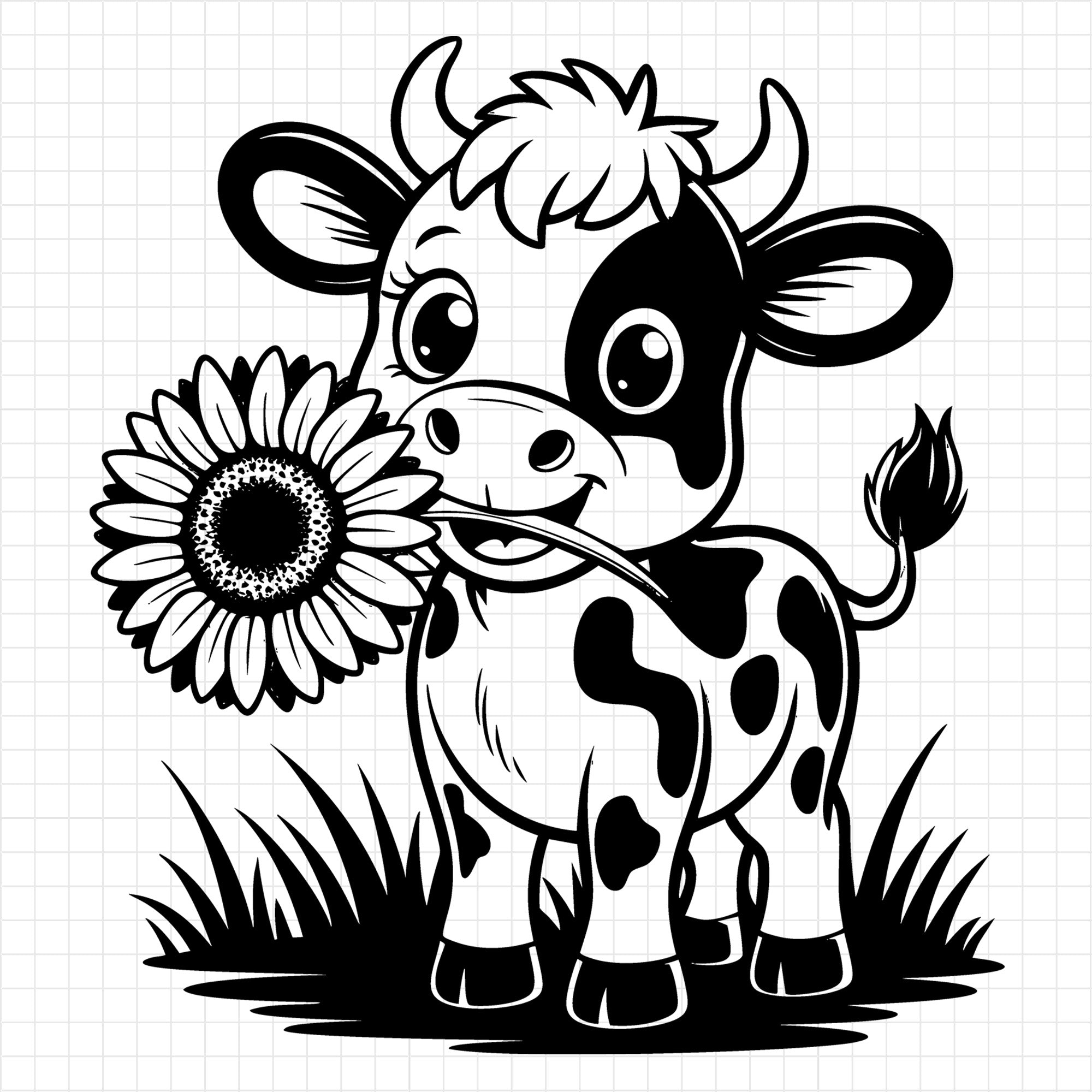 Cow With Sunflower In Mouth SVG