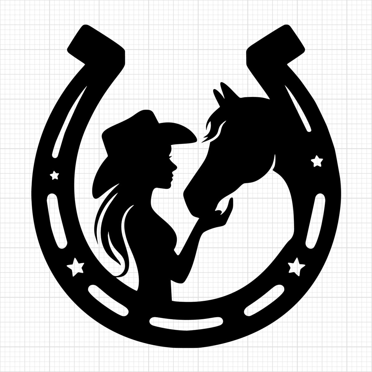 Cowgirl and Horse Silhouette