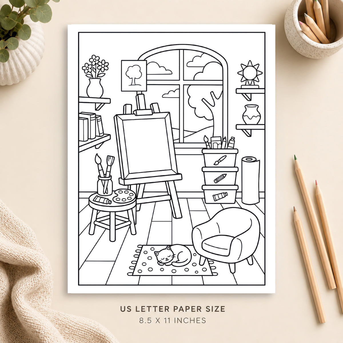 Cozy Art Studio Coloring Page 6