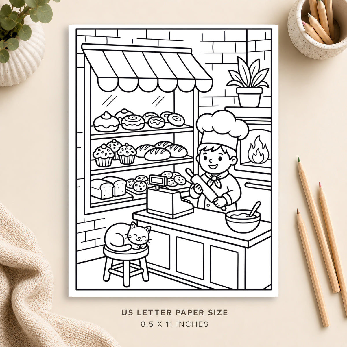 Cozy Bakery Coloring Page 7