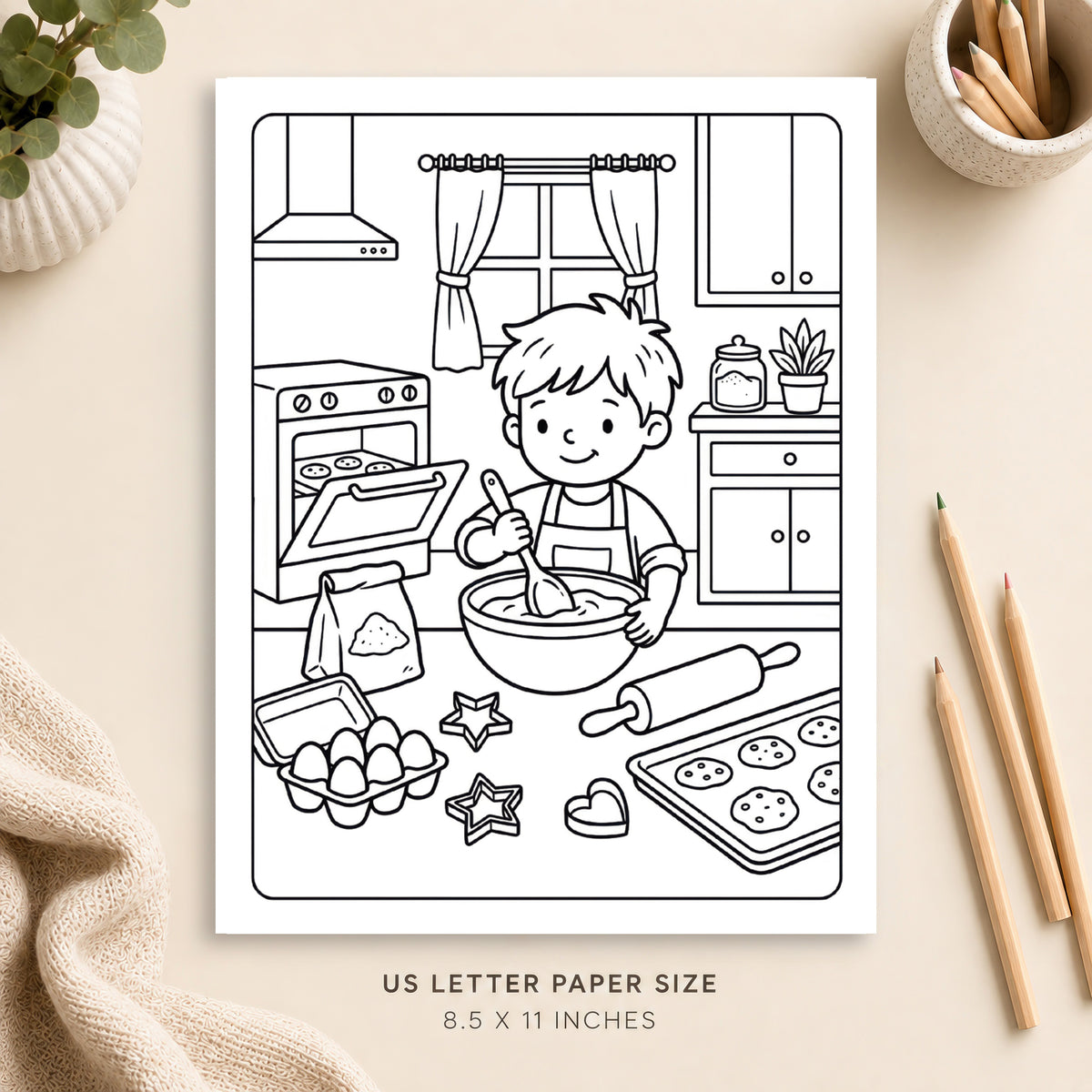 Cozy Baking Coloring Page 1