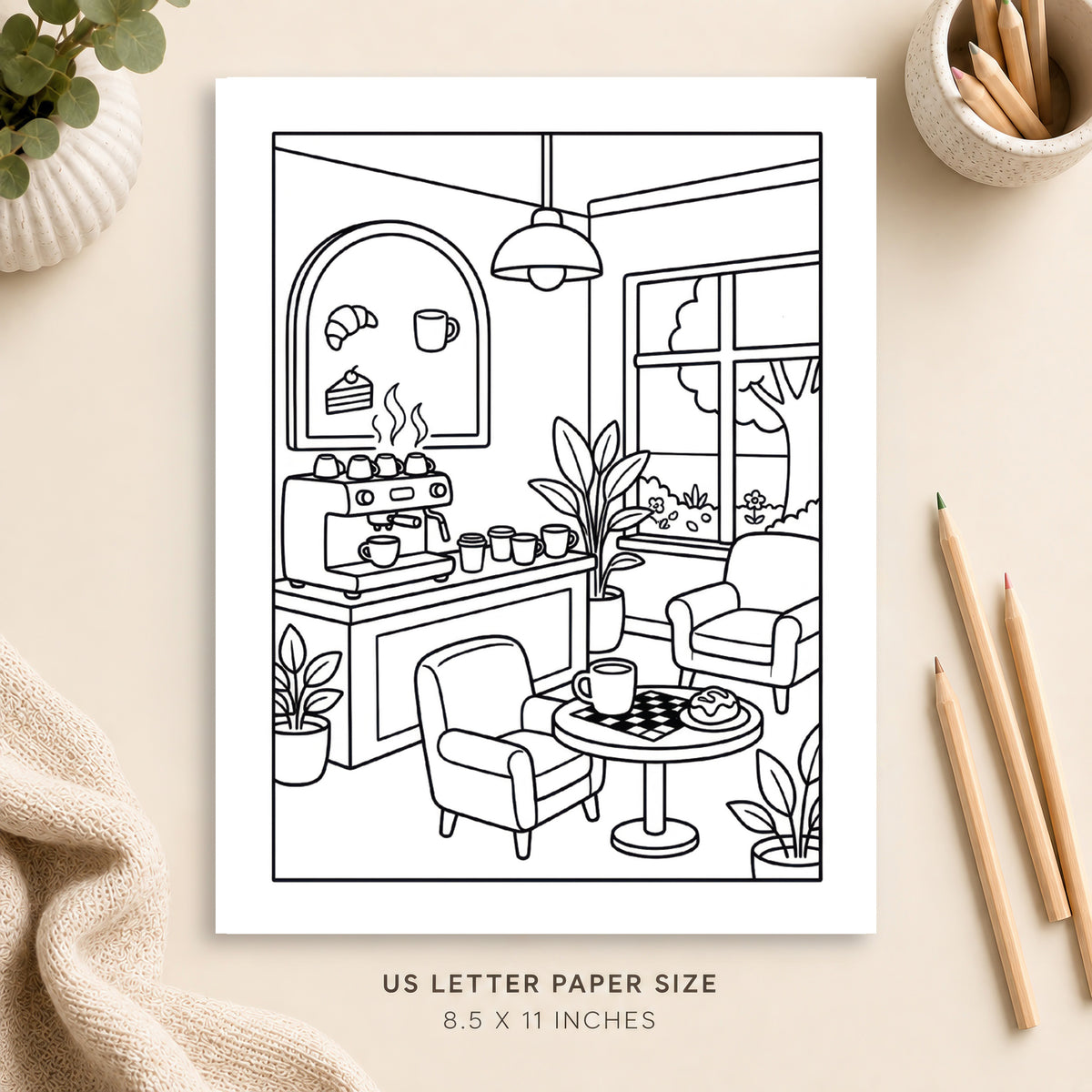 Cozy Coffee Shop Coloring Page 3