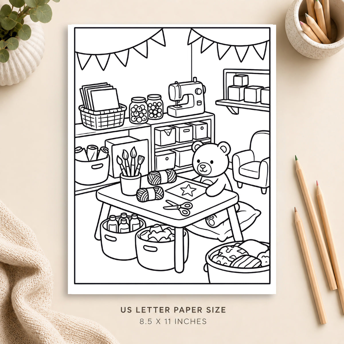 Cozy Craft Room Coloring Page 7