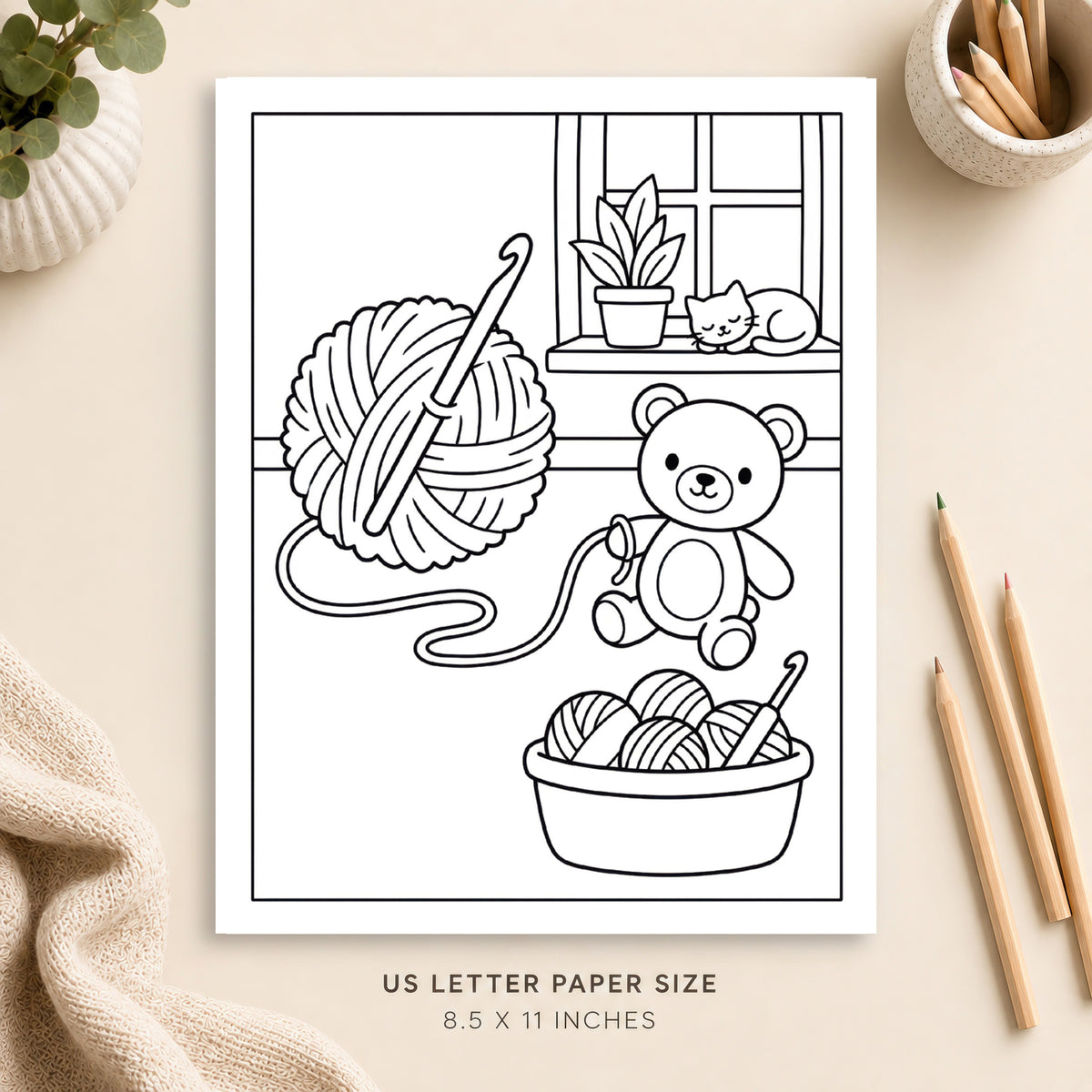 Cozy Crochet Coloring Page 1