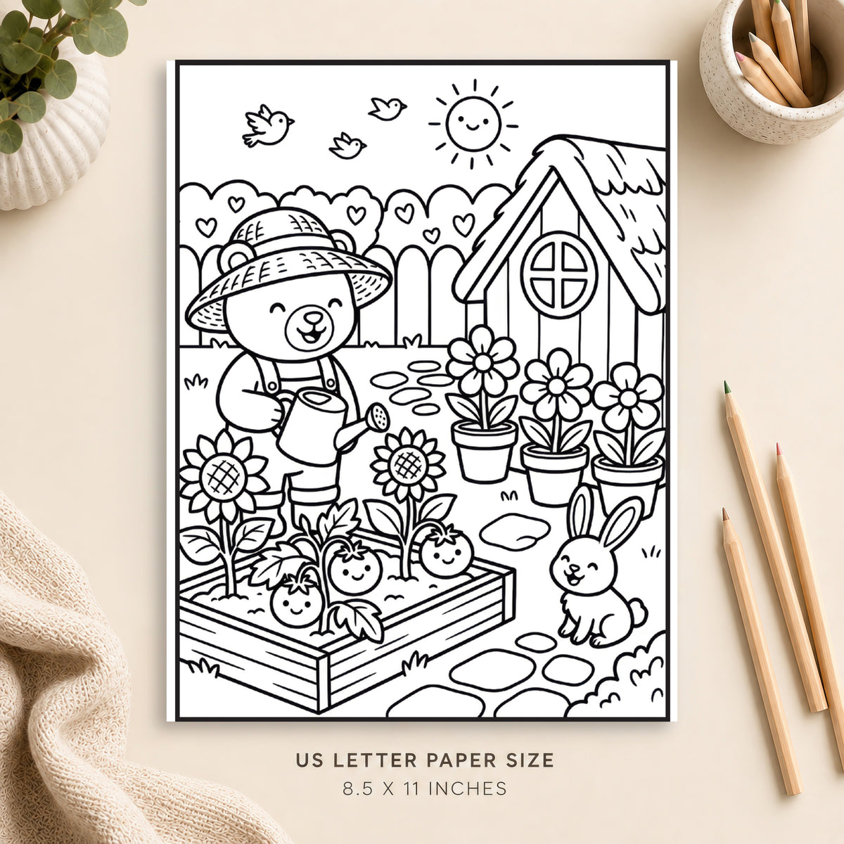 Cozy Gardening Coloring Page 3