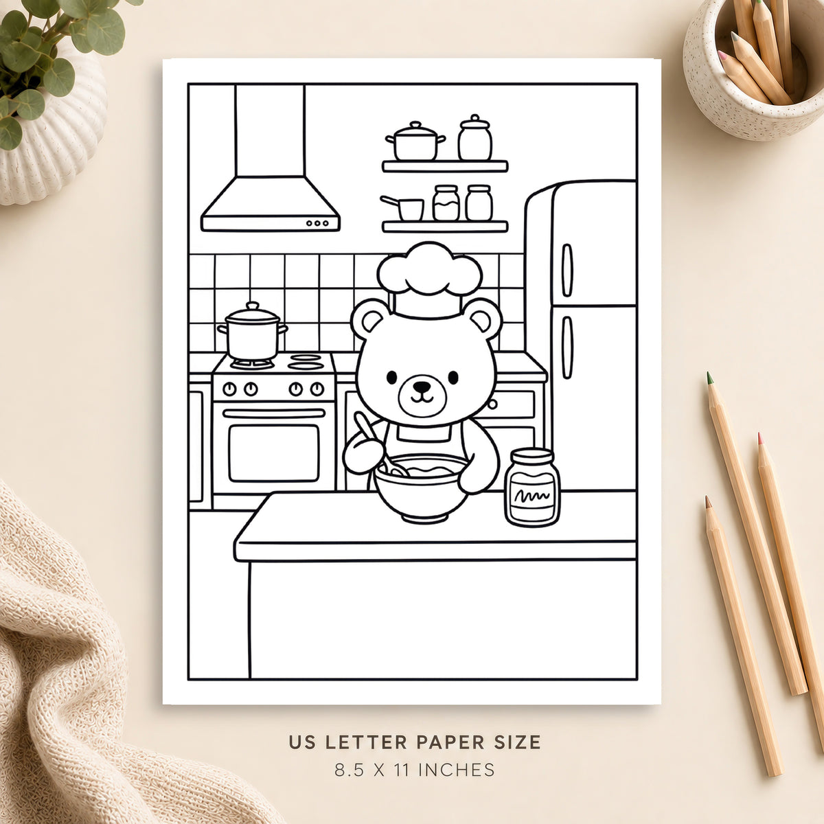 Cozy Kitchen Coloring Page 2