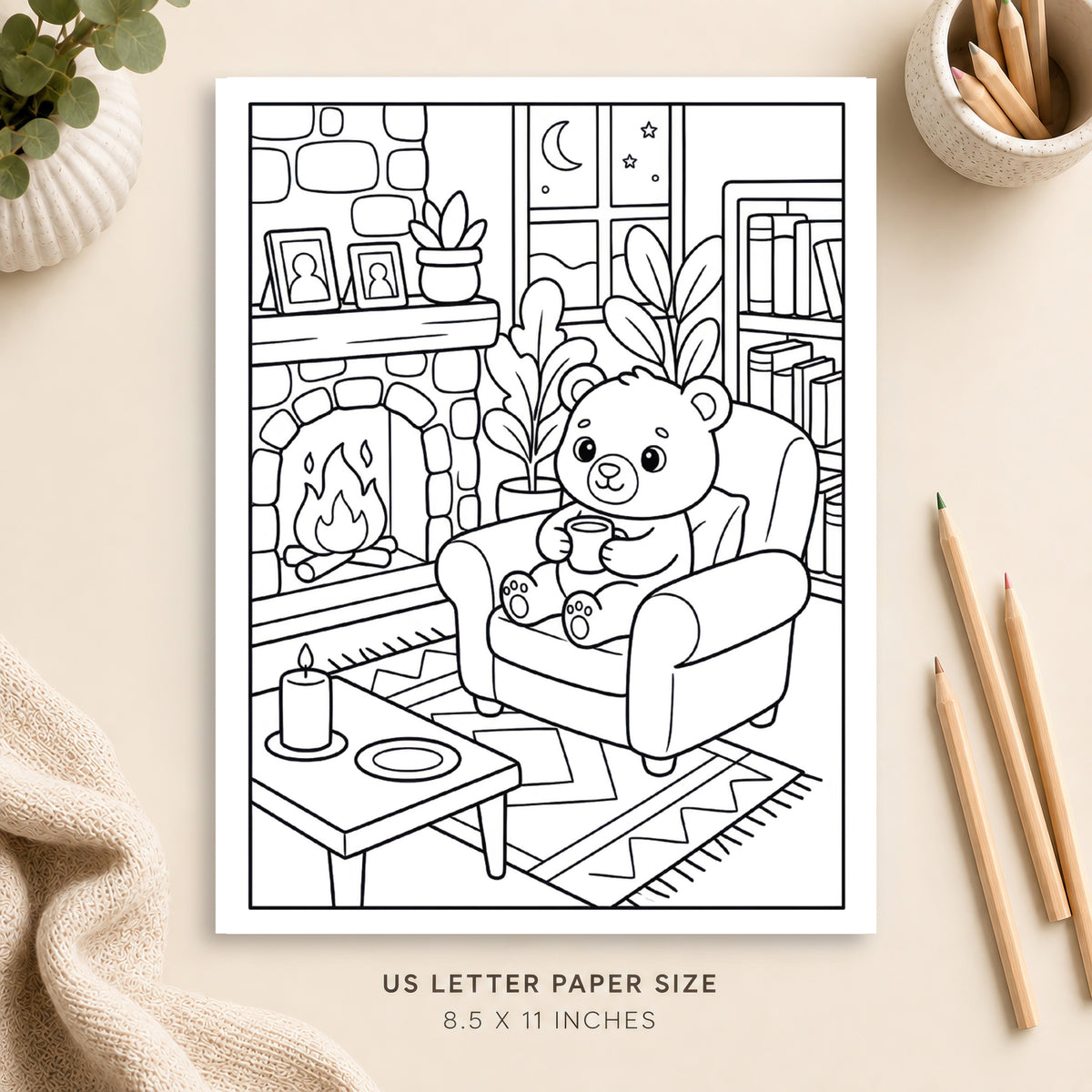 Cozy Living Room Coloring Page 5