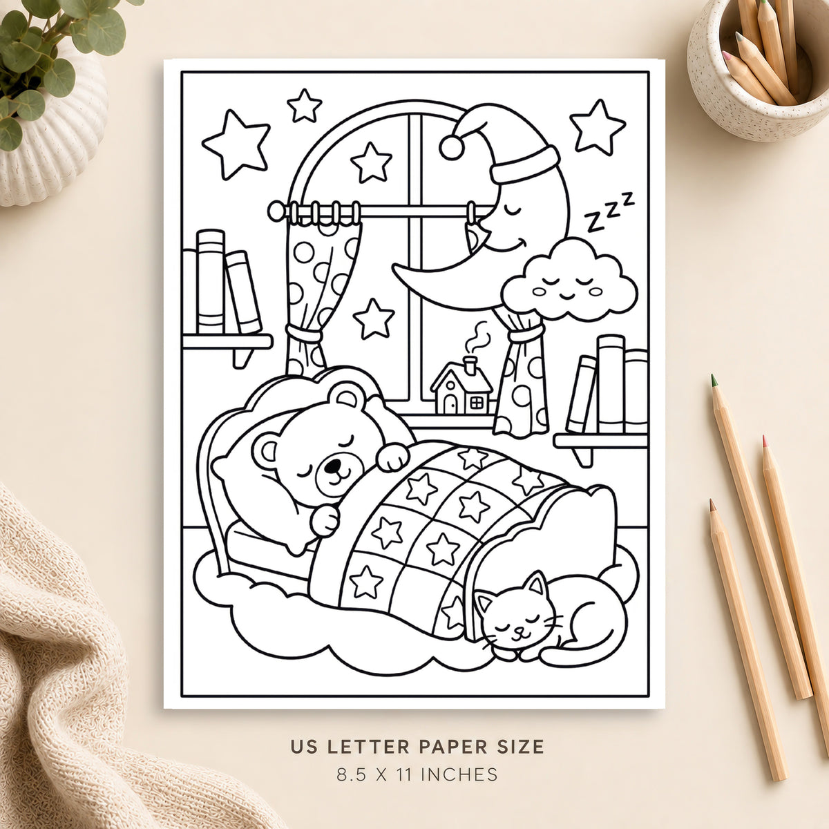 Cozy Night Time Coloring Page 3