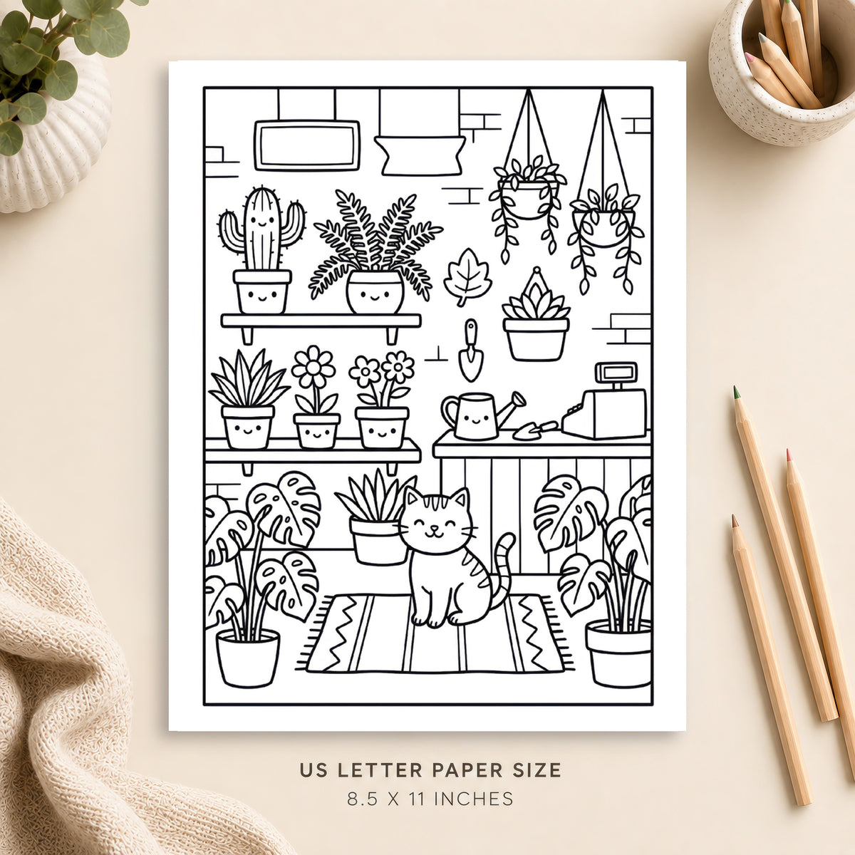 Cozy Plant Shop Coloring Page 3