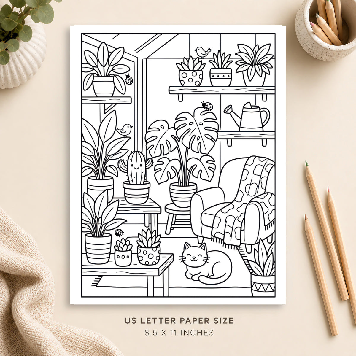 Cozy Plant Shop Coloring Page 4