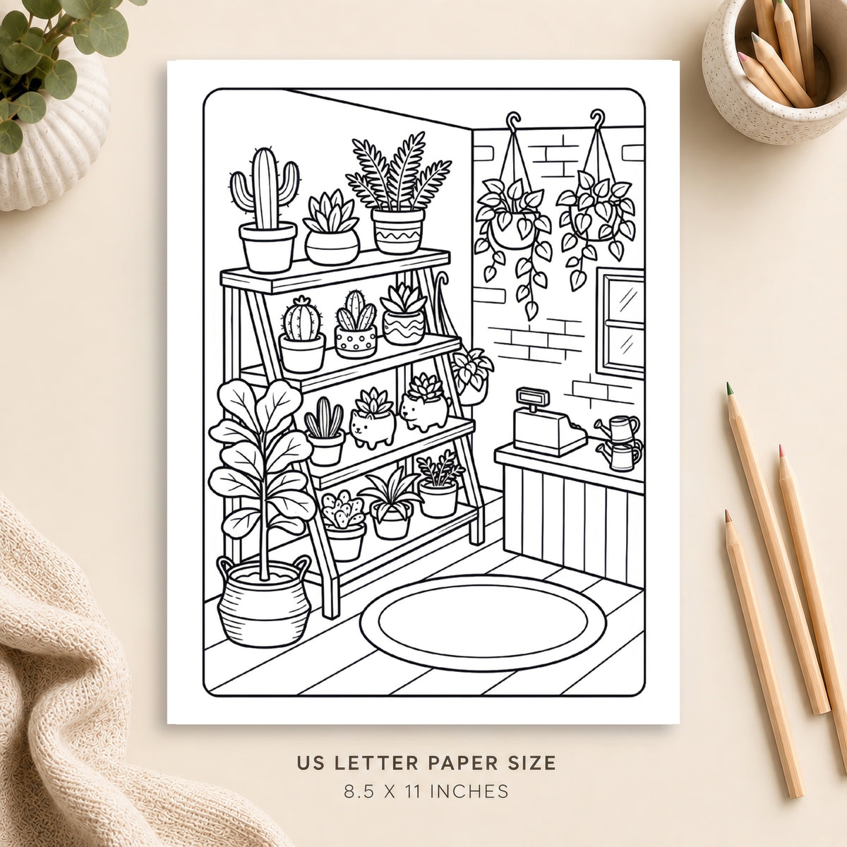 Cozy Plant Shop Coloring Page 6