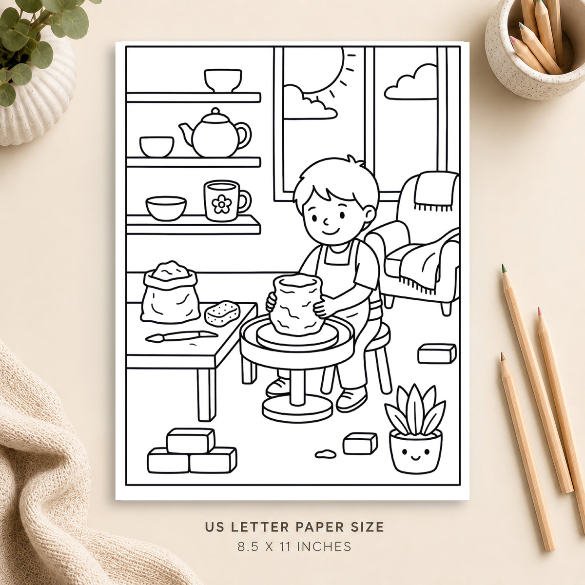 Cozy Pottery Coloring Page 6