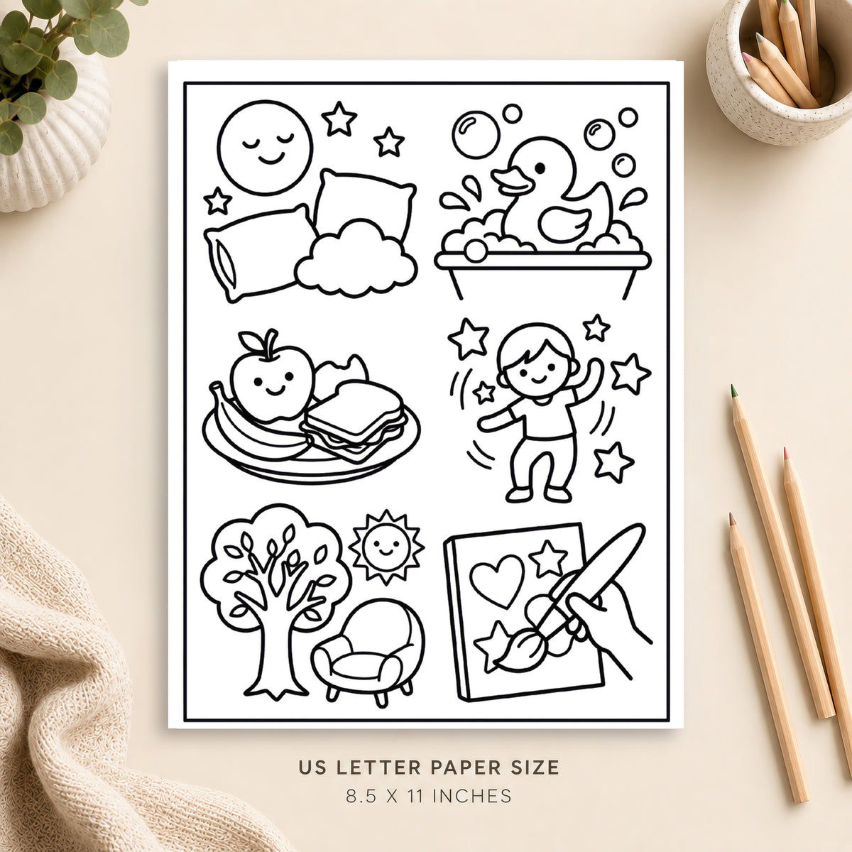 Cozy Self Care Coloring Page 6