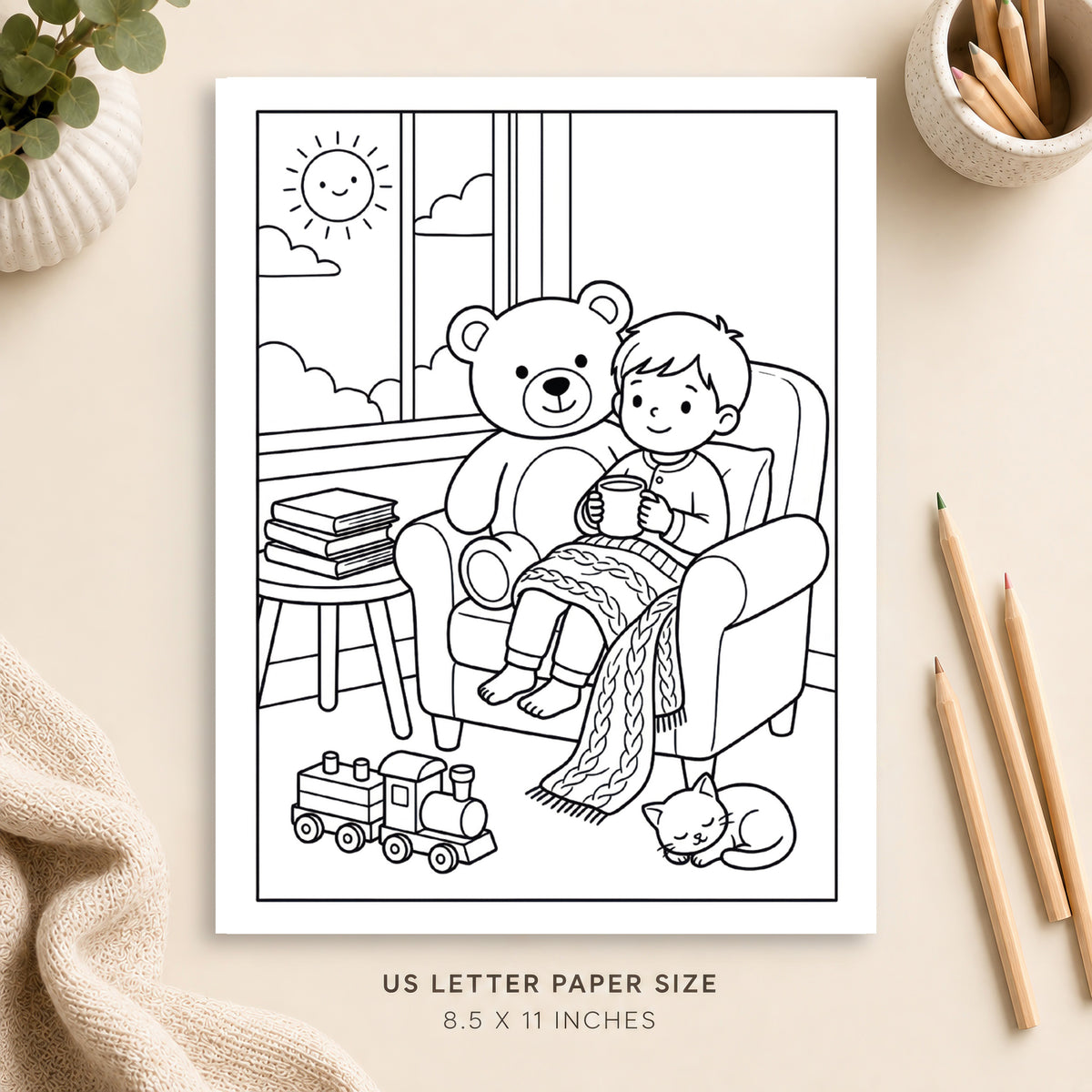 Cozy Sunday Morning Coloring Page 3