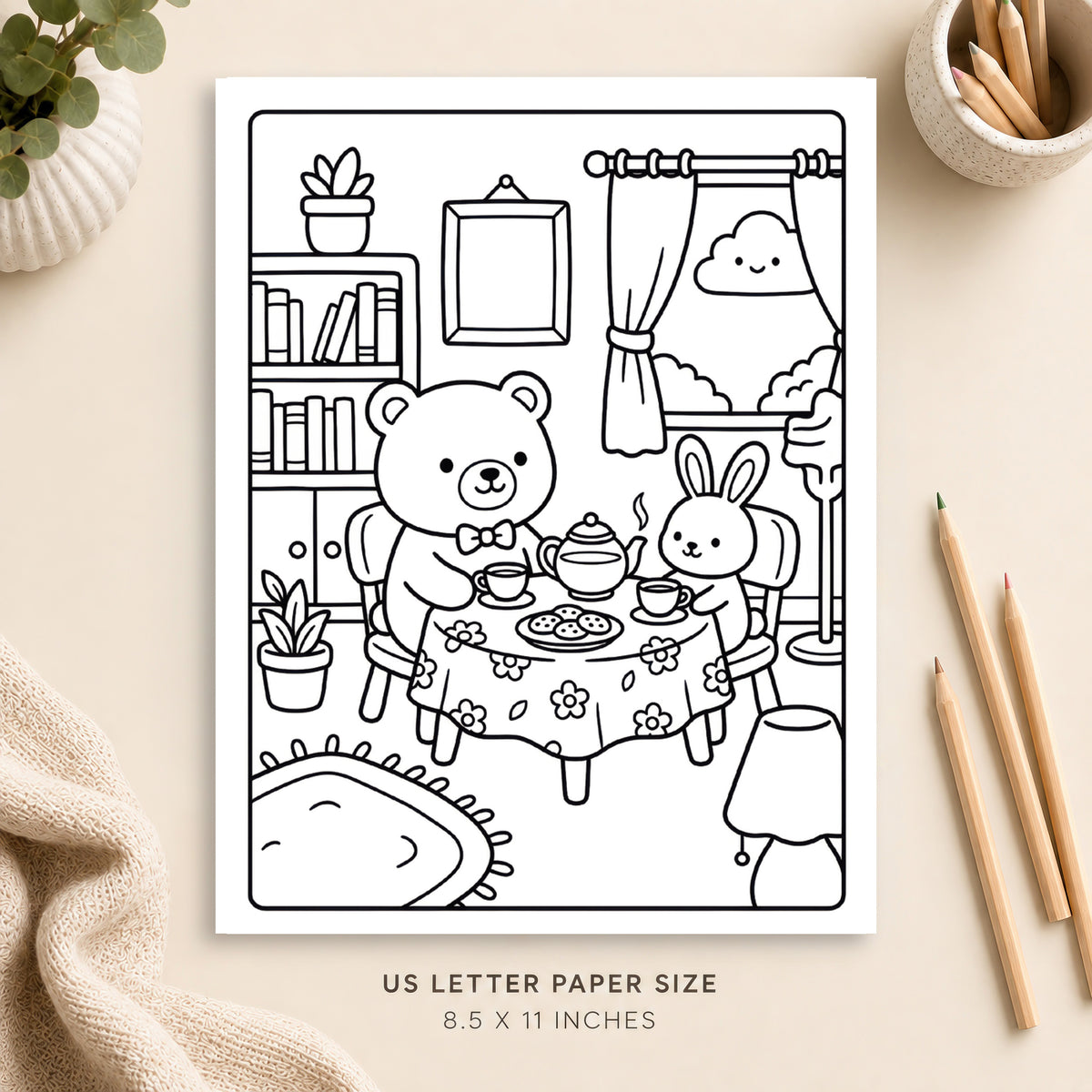 Cozy Tea Room Coloring Page 4