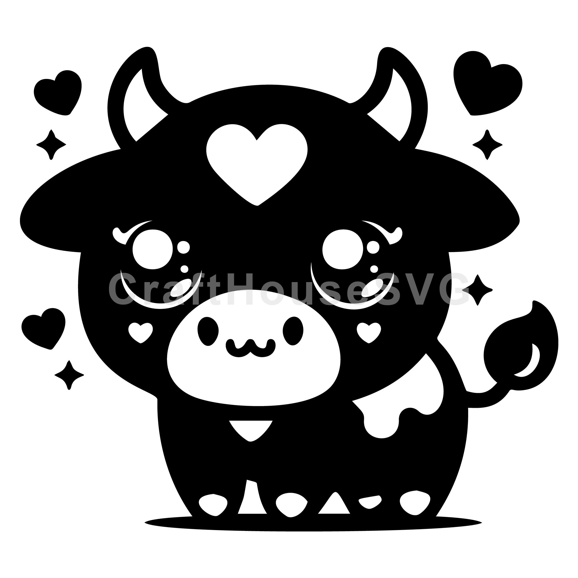 Cow With Heart And Sparkles SVG